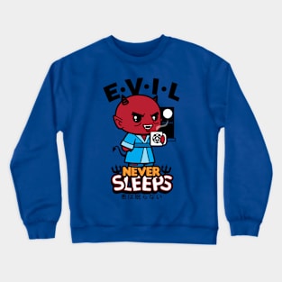 Cute Funny Kawaii Demon Drinking Coffee Slogan Meme Crewneck Sweatshirt